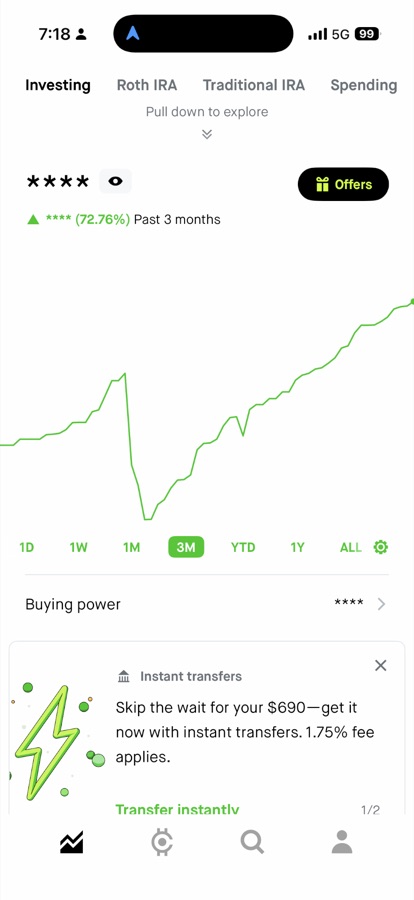 Ryan's account balance chart